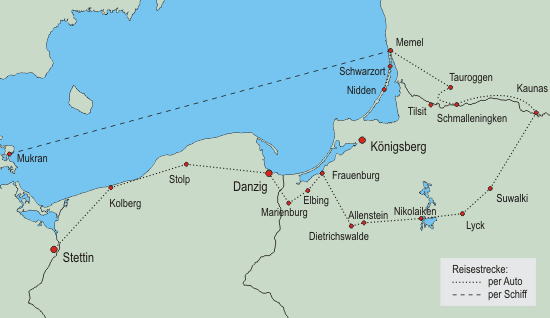 Karte der Reisestrecke